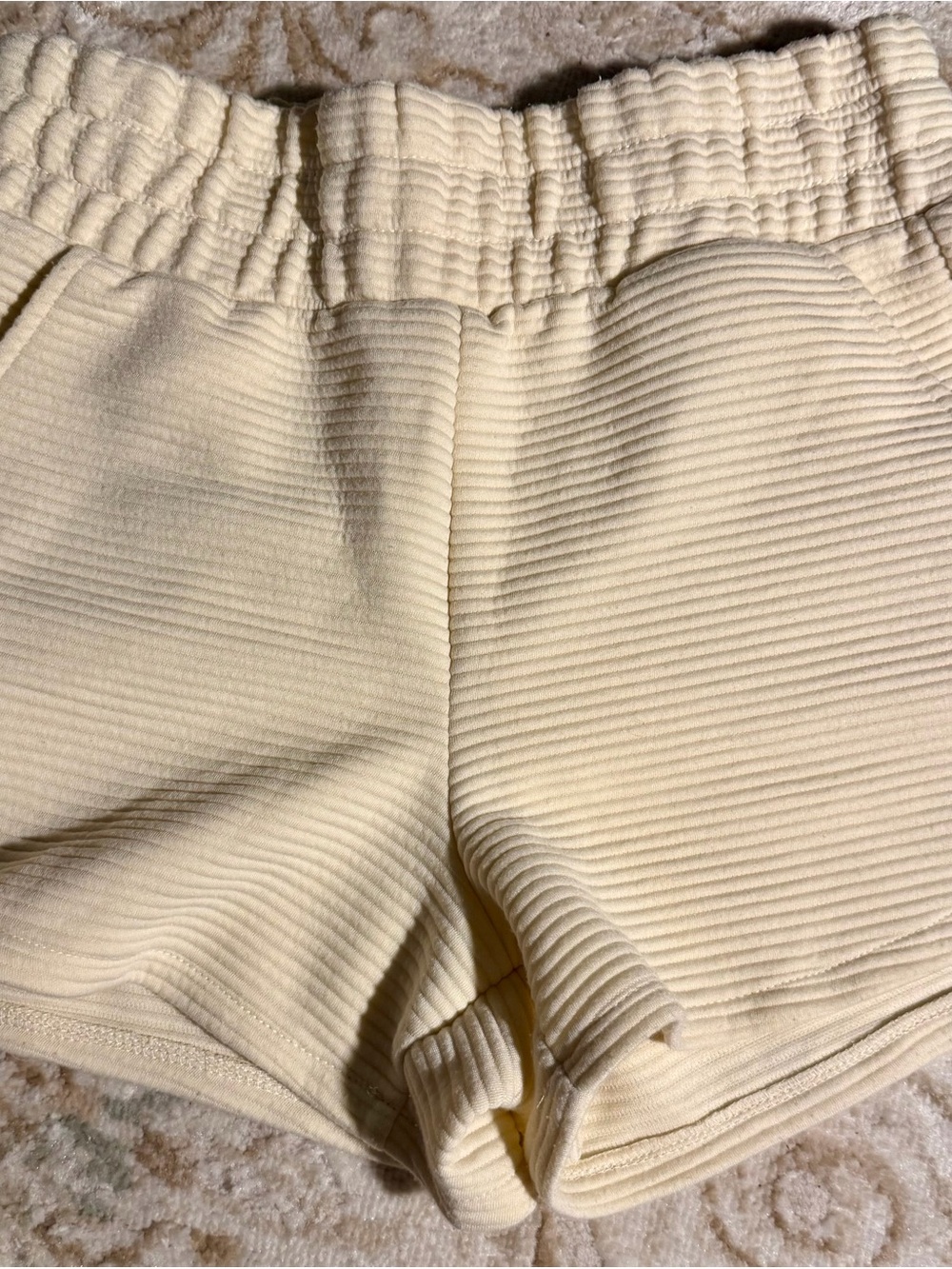 BearPaw Cream Ribbed Lounge Shorts